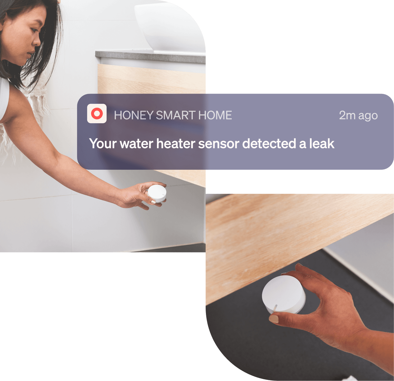 woman installing sensor under the sink