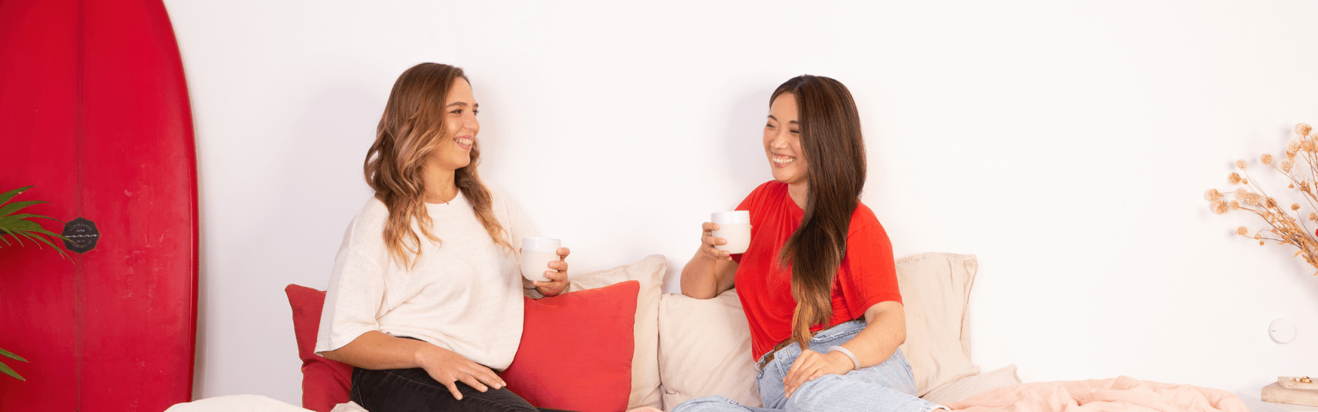 two women drinking tea