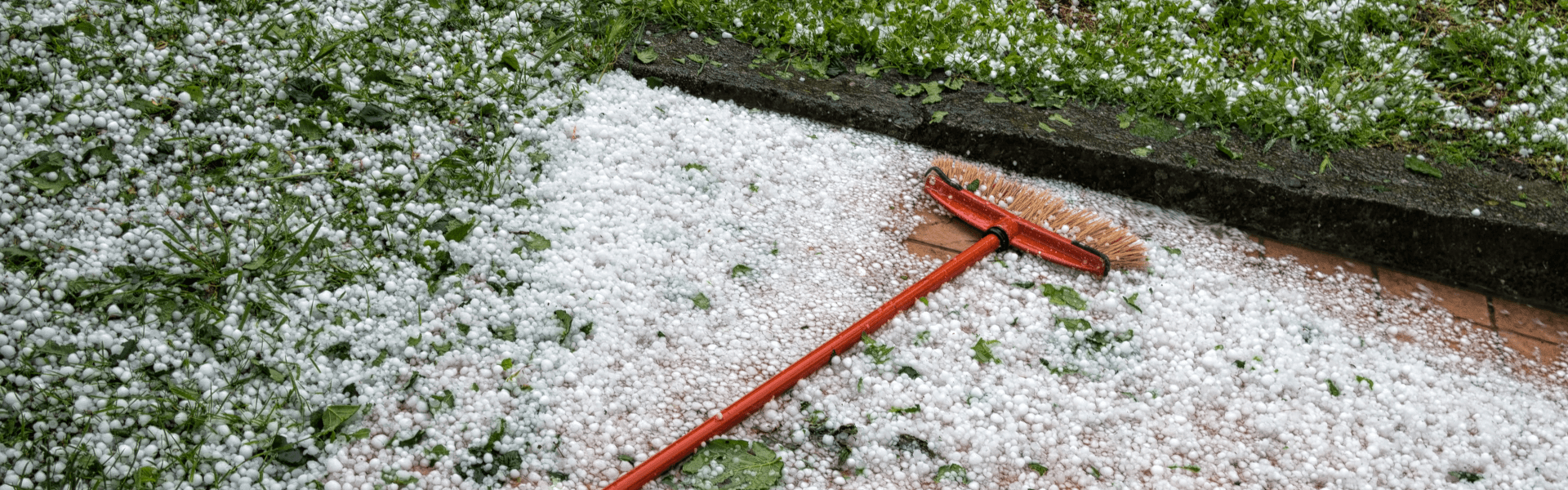 Hail on garden path